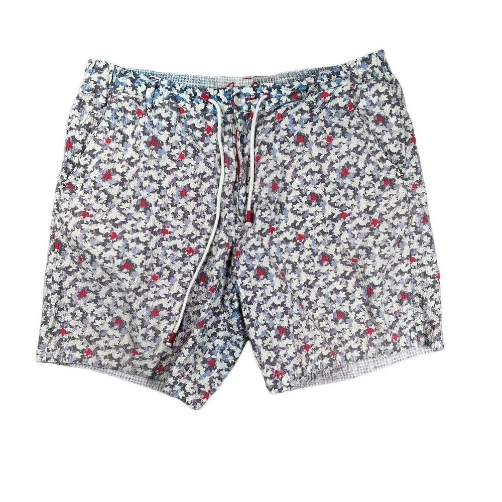 Robert Graham Board Shorts Sz 36 Classic Fit Floral Swimwear Unlined Seersucker